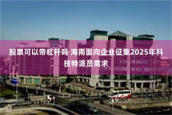 股票可以带杠杆吗 海南面向企业征集2025年科技特派员需求