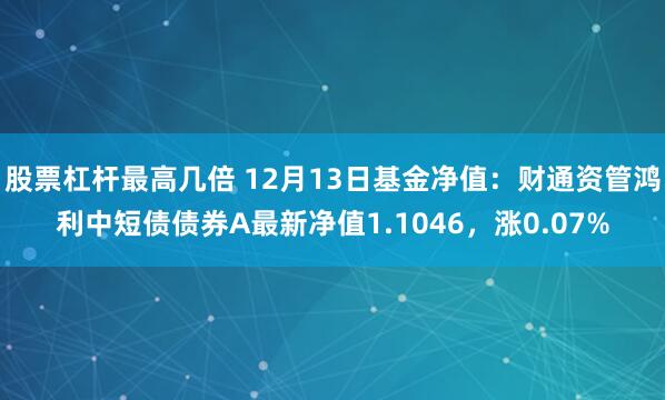 股票杠杆最高几倍 12月13日基金净值：财通资管鸿利中短债债券A最新净值1.1046，涨0.07%