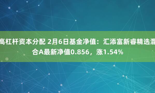 高杠杆资本分配 2月6日基金净值：汇添富新睿精选混合A最新净值0.856，涨1.54%